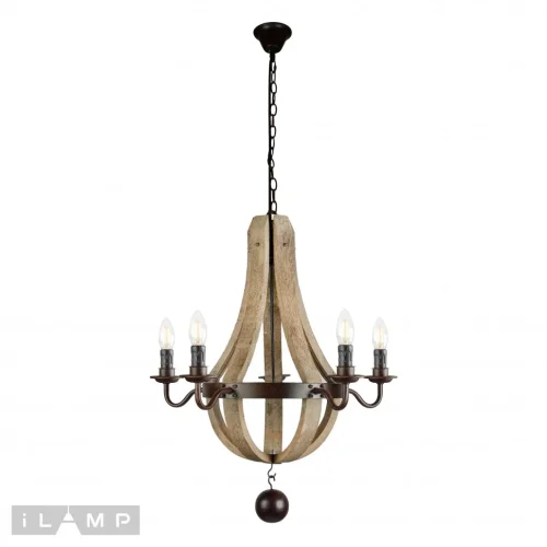 Люстра подвесная Epoca Loft6183-5B iLamp без плафона на 5 ламп, основание коричневое в стиле замковый кантри  фото 2